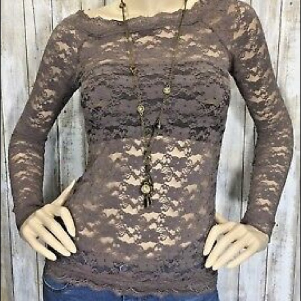 Bar III lace see through shirt
